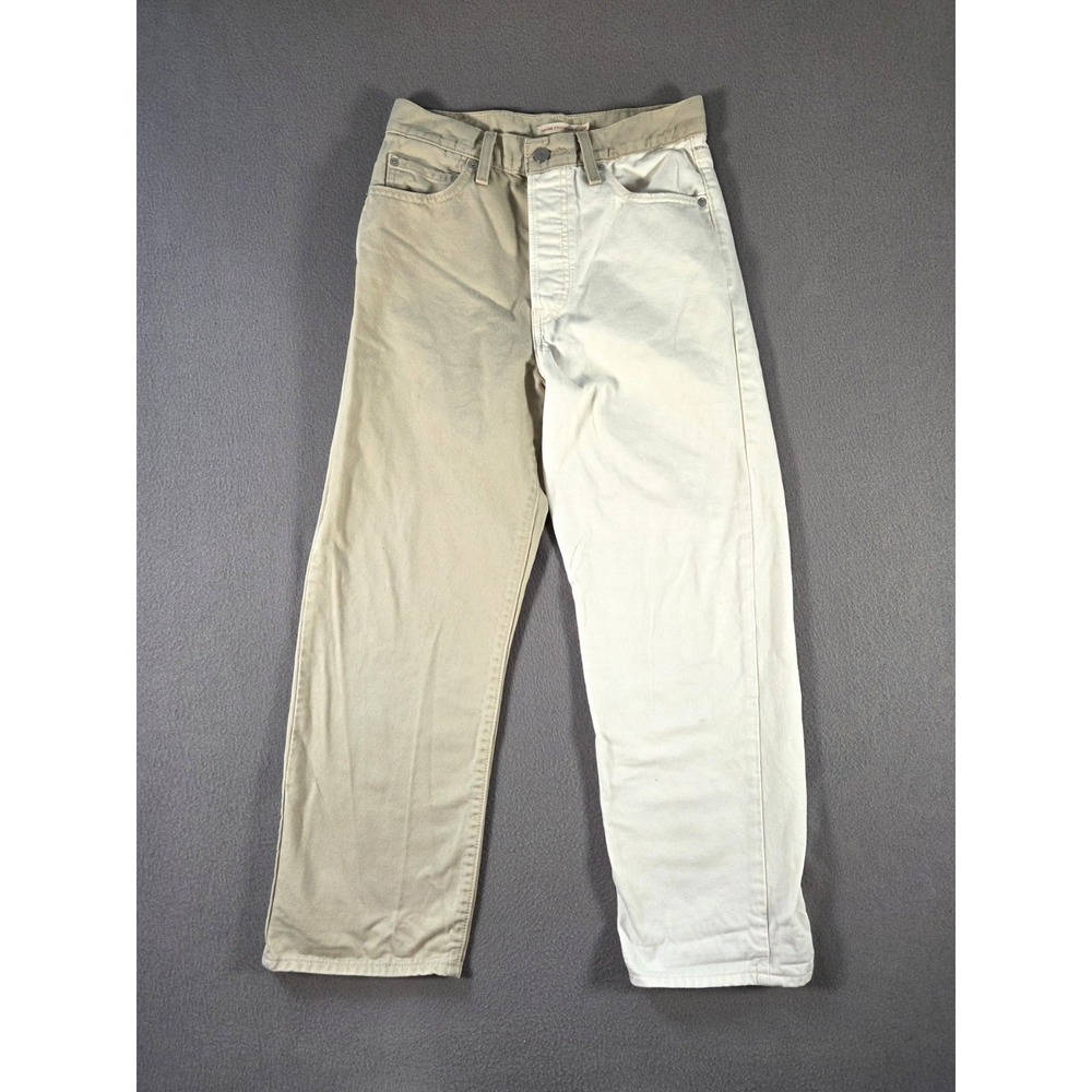Levis Jeans Womens 28 Khaki 2 Tone Ribcage Straight Ankle Button Fly Color Block